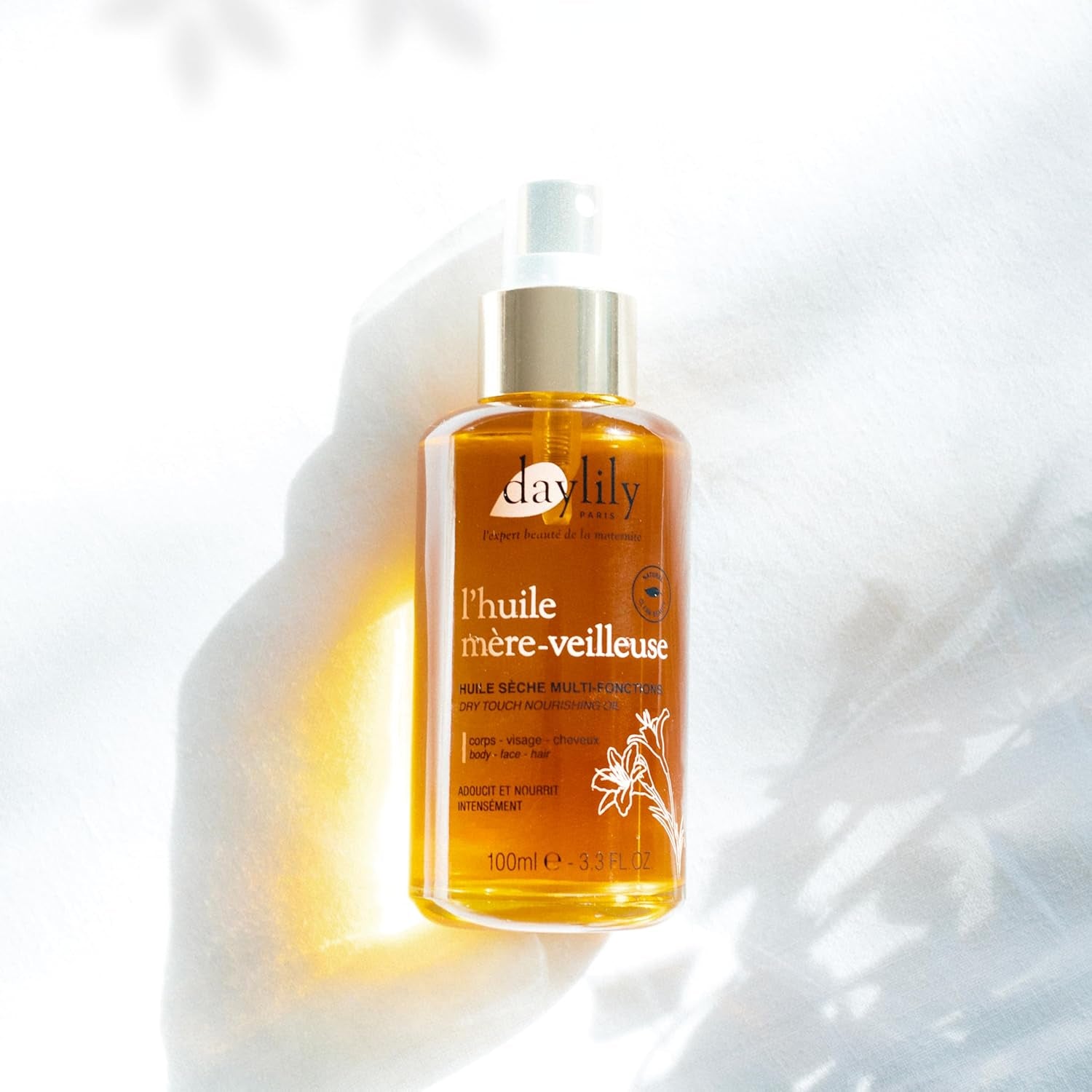 | L'Huile Mère-Veilleuse Multi-Fonctions | Nourrit Votre Corps & Répare Vos Cheveux | Combinaisons De 5 Huiles Végétales Bio | Texture Douce | Fabriqué En France | Végan & Cruelty-Free | 100Ml