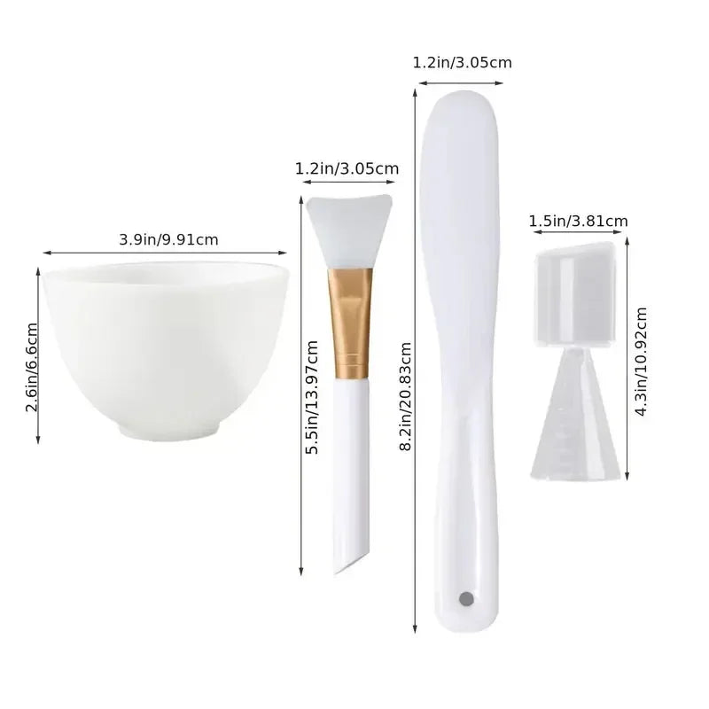 Kit Préparation Masque Visage DIY - Bol Silicone Pinceau Spatule Cuillère Mesure